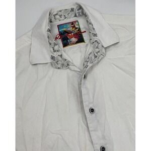 Robert‎ Graham Men's M Classic Fit White Short Sleeve Button Down Shirt